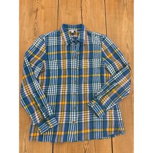 L.L. Bean Signature Flannel Shirt Men's Small Plaid Blue‎ Heritage Button Up